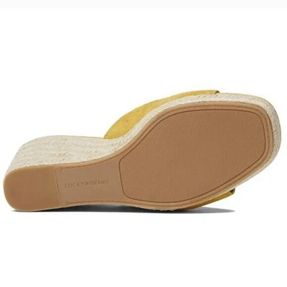 Lucky Brand Mindiya Yellow Mimosa Oiled Suede Espadrilles Wedges NIB Size 9 - Picture 5 of 9